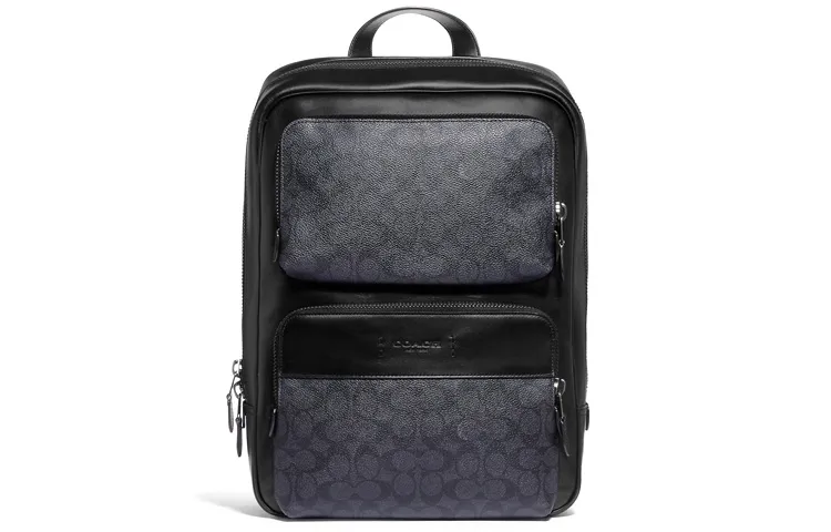 COACH Gotham Canvas With Leather Backpack Backpacks Large Men's Black Copper/Black Monogram