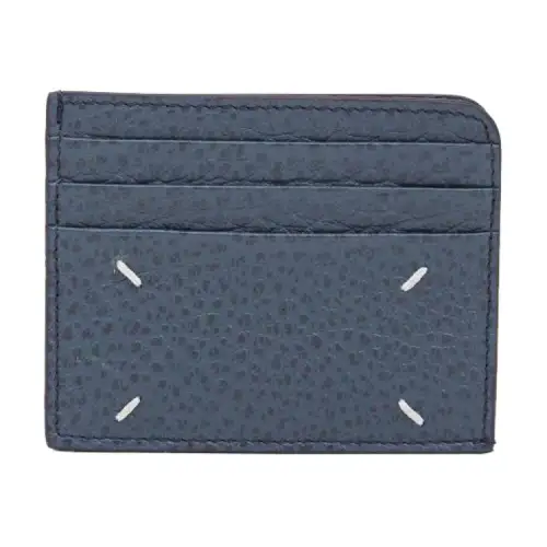 Maison Margiela Grain Calfskin Card Holder Card Holder Women's Slate Blue