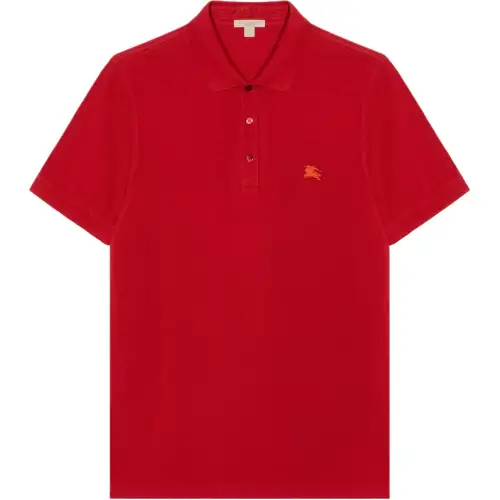 Burberry Polo Shirts Men's Red Polo Collar Moderate Straight Fit