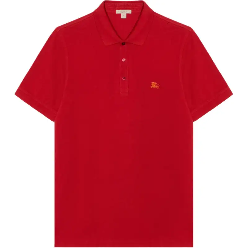 Burberry Polo Shirts Men's Red Polo Collar Moderate Straight Fit