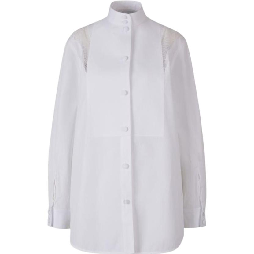 Burberry High Neck Lace Trim Shirt
