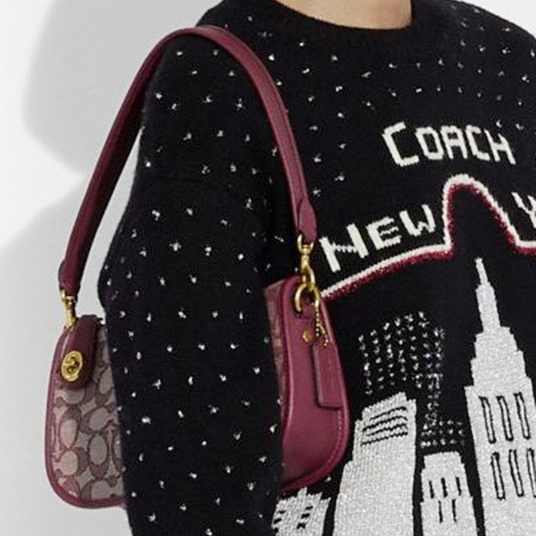 Женская сумка COACH Swinger 23 (бордовый) — фото 6
