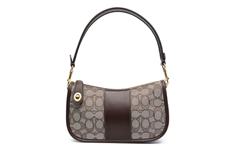 COACH Swinger Fabric With Calfskin Shoulder Bag, Crossbody Bag, Handbag Women's Brown