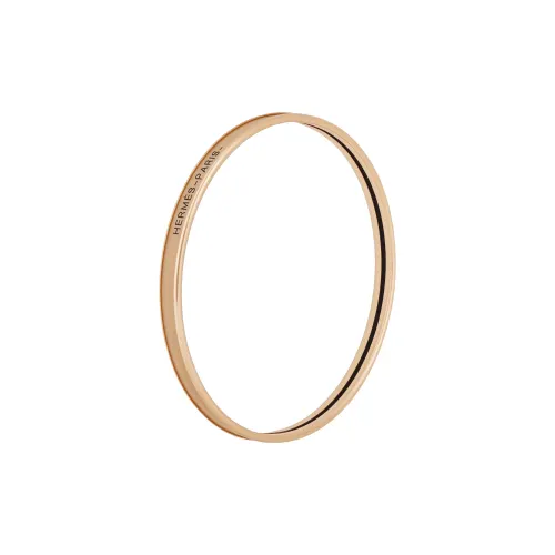 HERMES Uni Enamel Rose Gold Plated Metal Bangles Women's Yellow