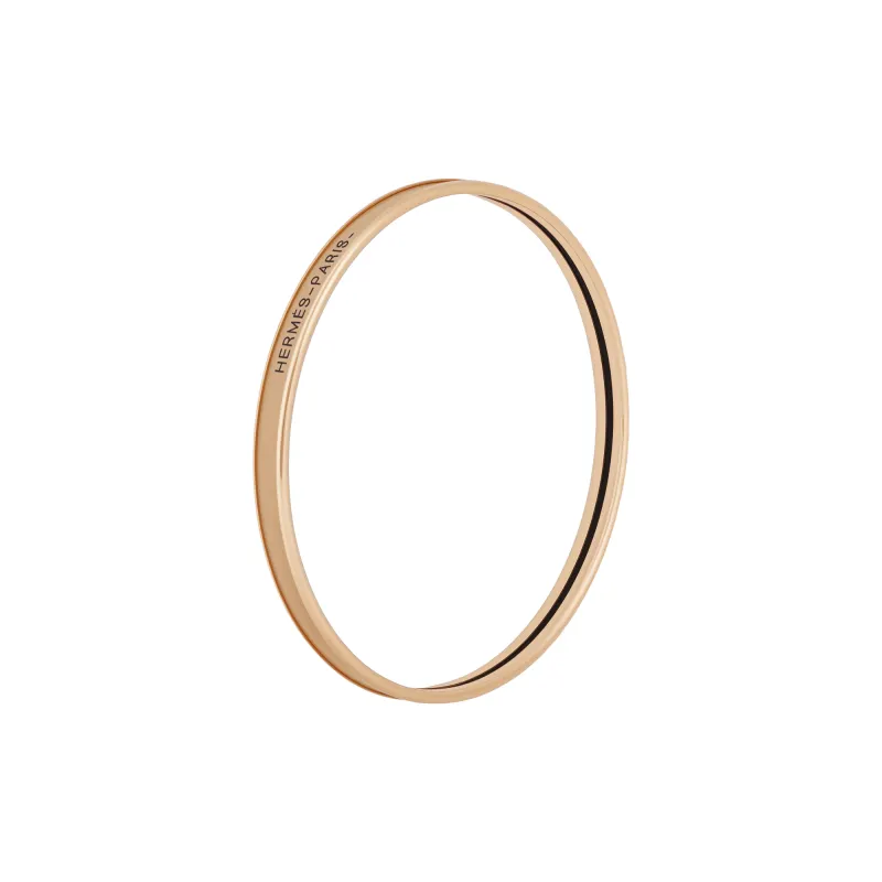 HERMES Uni Enamel Rose Gold Plated Metal Bangles Women's Yellow