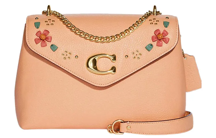 COACH Tammie Pebble Texture With Napa Leather Crossbody Bags Large Women's Nude Pink