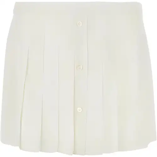 PRADA Casual Short Skirts Women's White Moderate Short Pleated Skirt