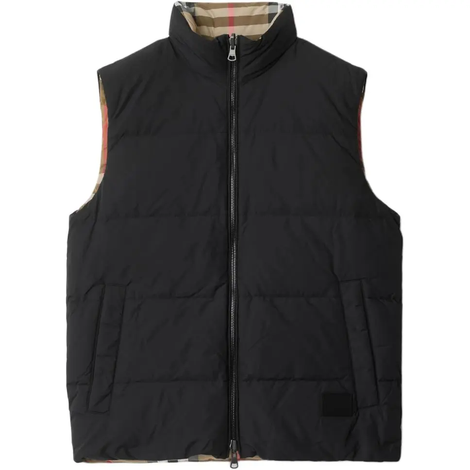 Burberry Down Vests Men's Black Stand Collar Moderate Other