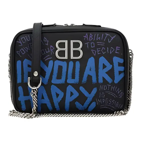 Balenciaga Cow Leather Chain Shoulder Bag Women's Black