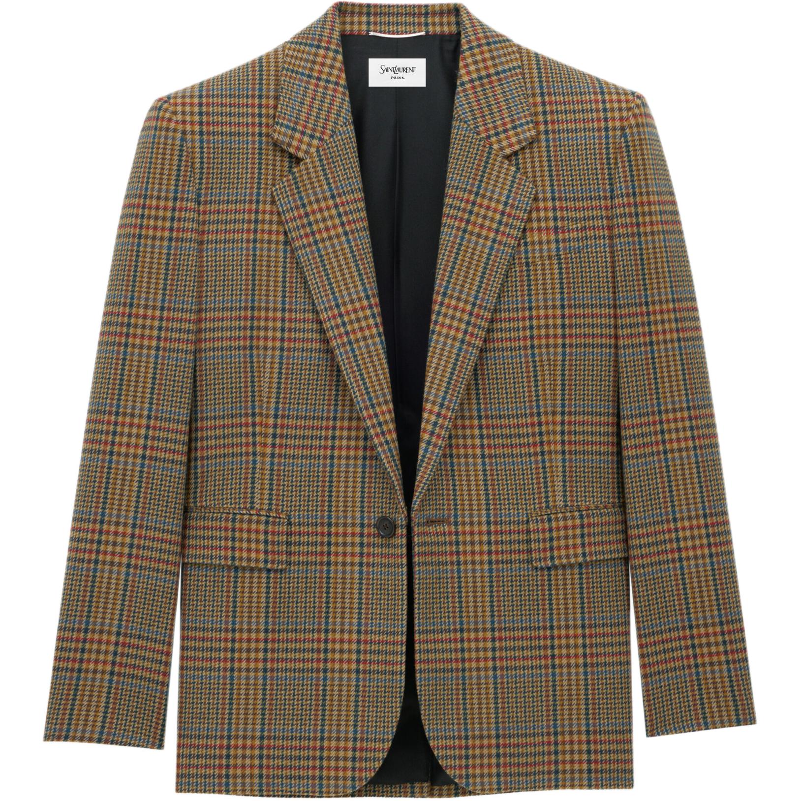 SAINT LAURENT Checked Single Breasted Jacket