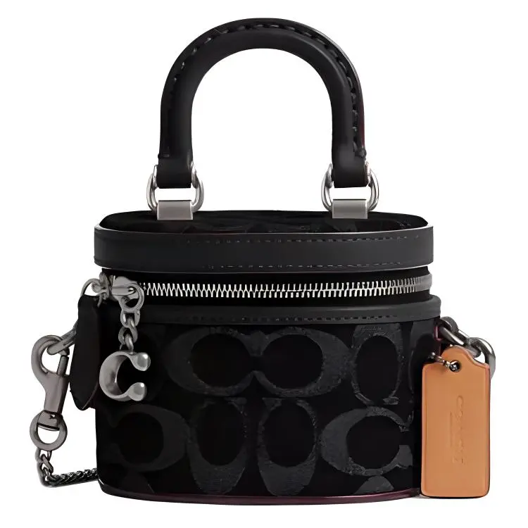 COACH Trail Iconic Denim Shoulder Bag, Crossbody Bag, Handbag Mini Women's Black