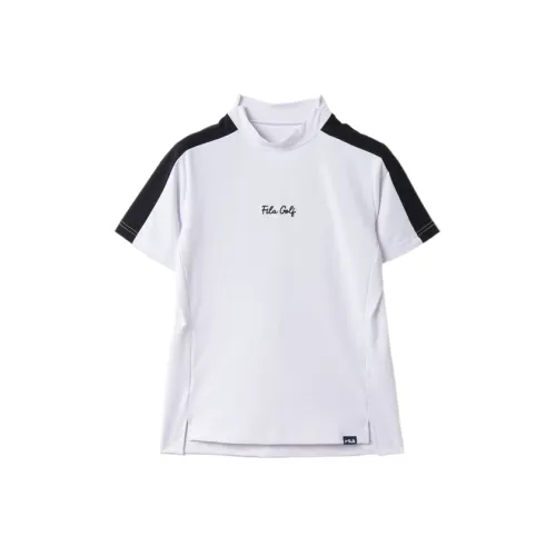 FILA Golf Shirts Women's White Stand Collar Moderate