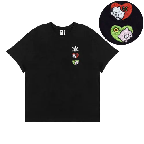 Adidas Originals Extraordinary Loose Fit Crew Neck Short Sleeved T Shirts Unisex Black