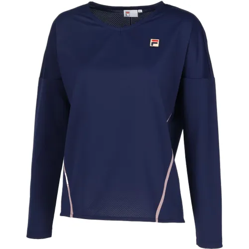 FILA Tennis Tops Women's Marine Blue Crew Neck Moderate