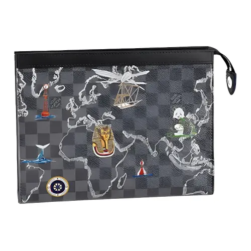 LOUIS VUITTON Pochette Voyage Damier Graphite Map Mm Grey/Black