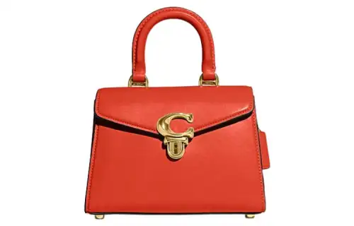 COACH Cow Leather, Crossbody Bag, Handbag Small Women's Orange