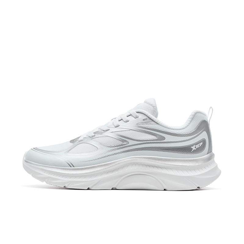 XTEP Feather Breathable Coverage Low top Casual City Commuting Running Shoes Women’s Classic White Silver