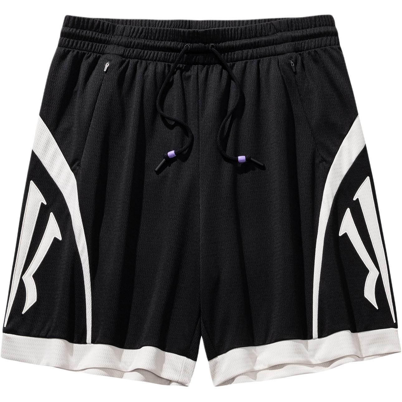 Anta Anta basketball series Kyrie Irving series simple and versatile loose color-blocked mid-waist lace-up quick-drying casual shorts for men and women.