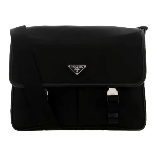PRADA Nylon Fabric Crossbody Bag, Shoulder Bag Unisex Black