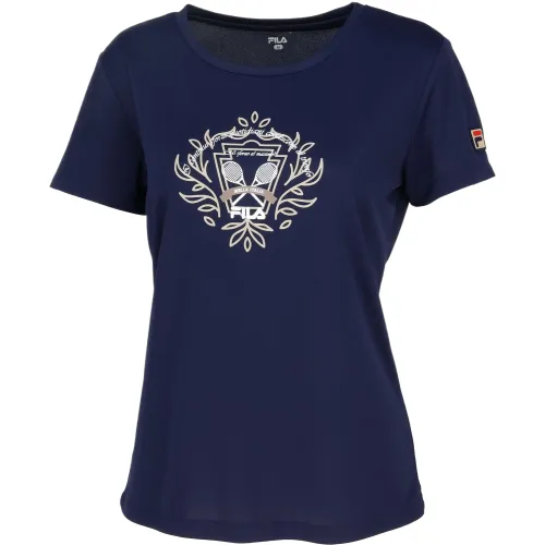 FILA Tennis Tops Women's Marine Blue Crew Neck Moderate