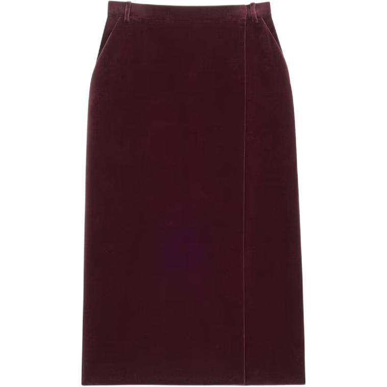 SAINT LAURENT Velvet Wrap Midi Skirt