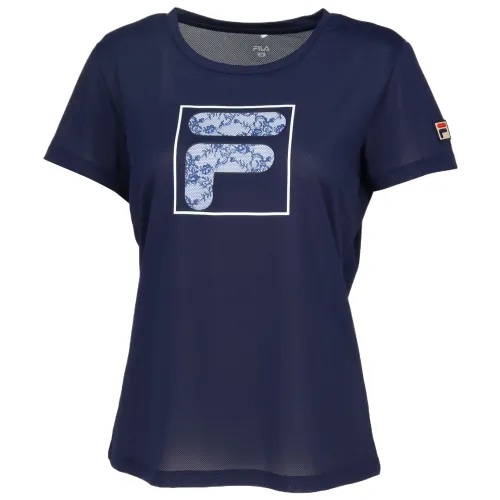 FILA Tennis Tops Women's Marine Blue Crew Neck Moderate