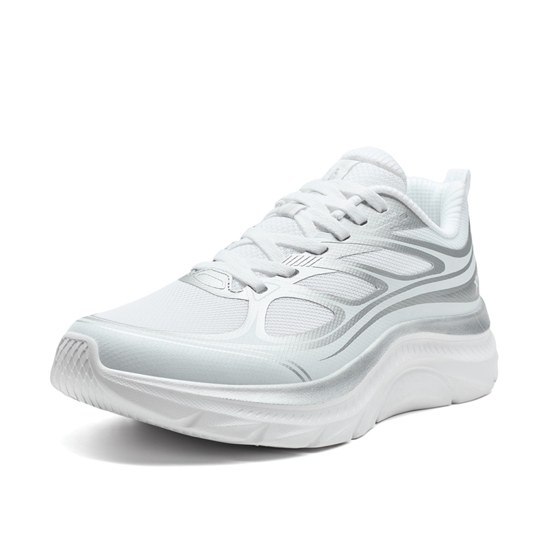XTEP Feather Breathable Coverage Low top Casual City Commuting Running Shoes Women’s Classic White Silver