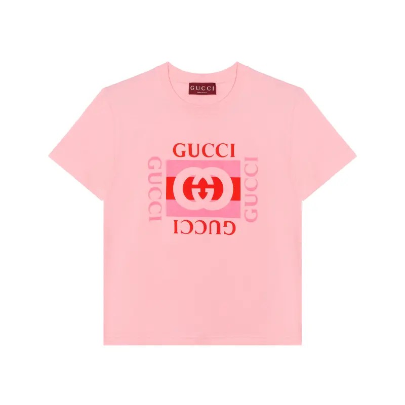 GUCCI T Shirts Women's Pink Crew Neck Moderate Straight Fit