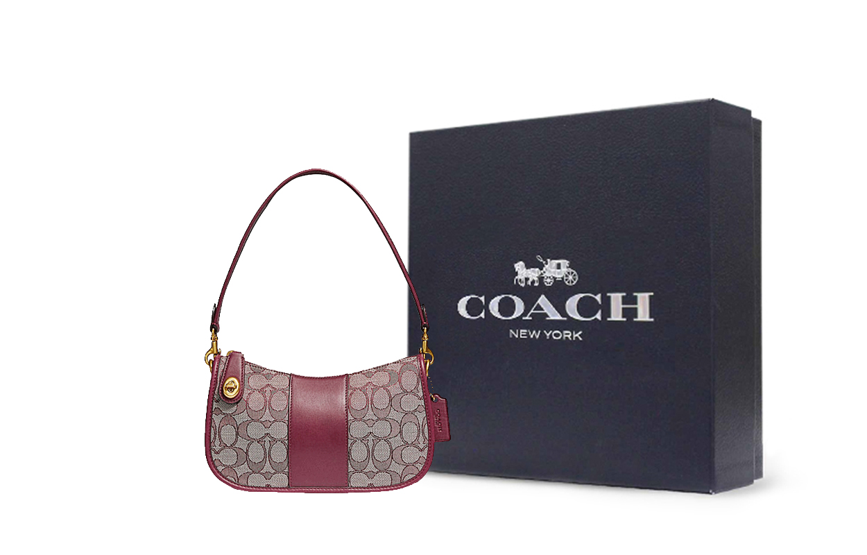 Женская сумка COACH Swinger 23 (бордовый) — фото 5
