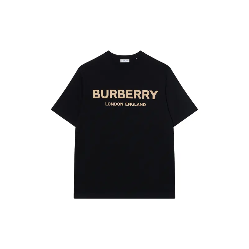 Burberry T Shirts Men's Black Crew Neck Moderate Straight Fit
