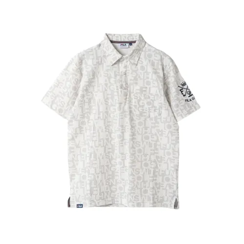 FILA Golf Shirts Men's White Polo Collar Moderate