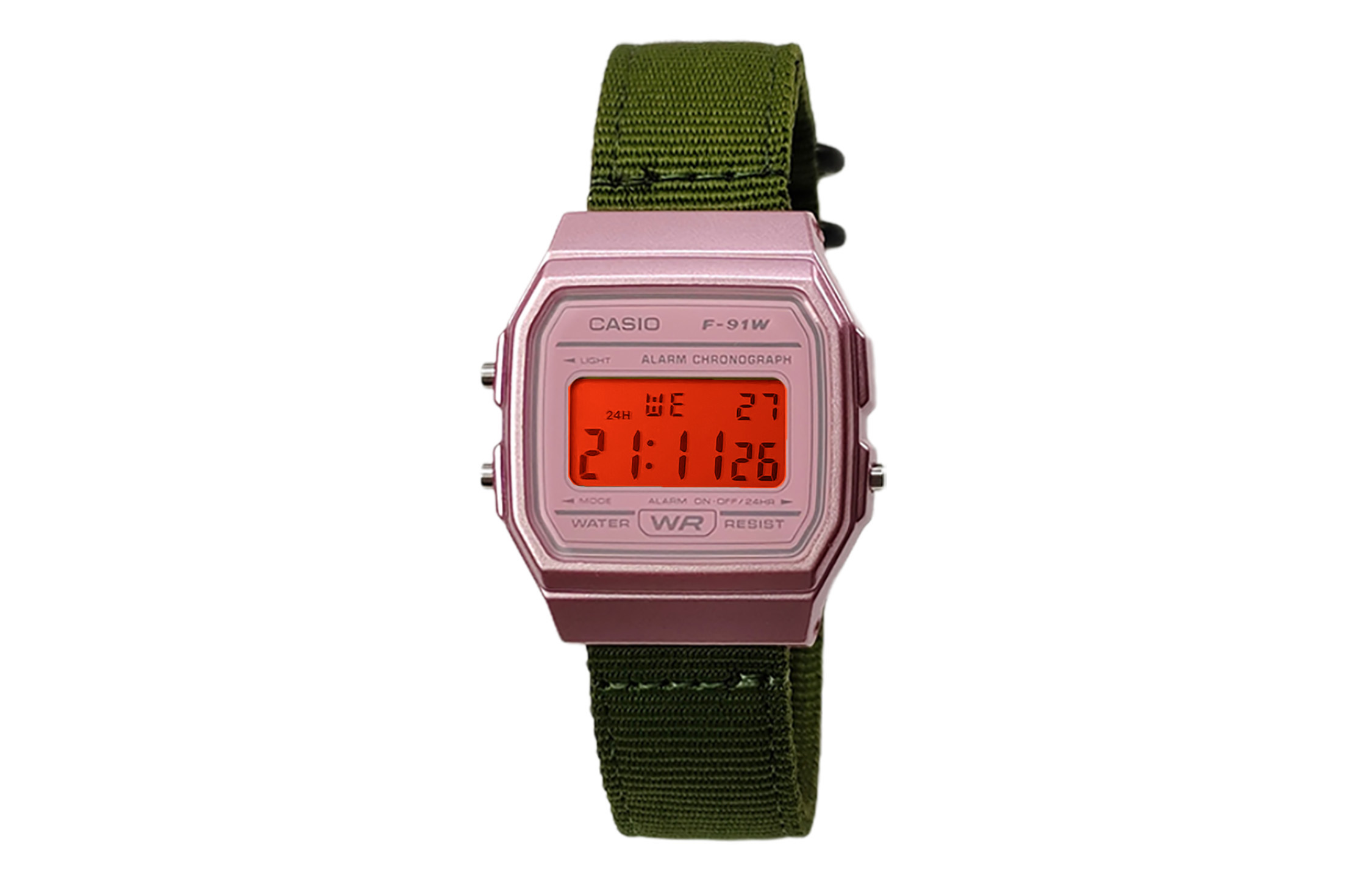 Casio, waterproof modified quartz nylon orange fuchsia classic retro watch strap, women's watch, dial, custom-made, quartz mechanism, Japanese and Korean