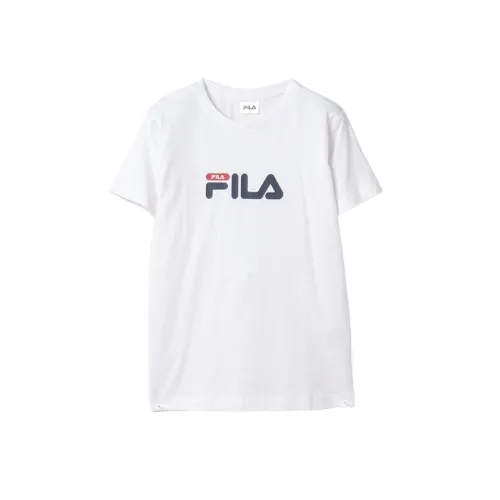 FILA T Shirts Women's White Crew Neck Moderate Straight Fit