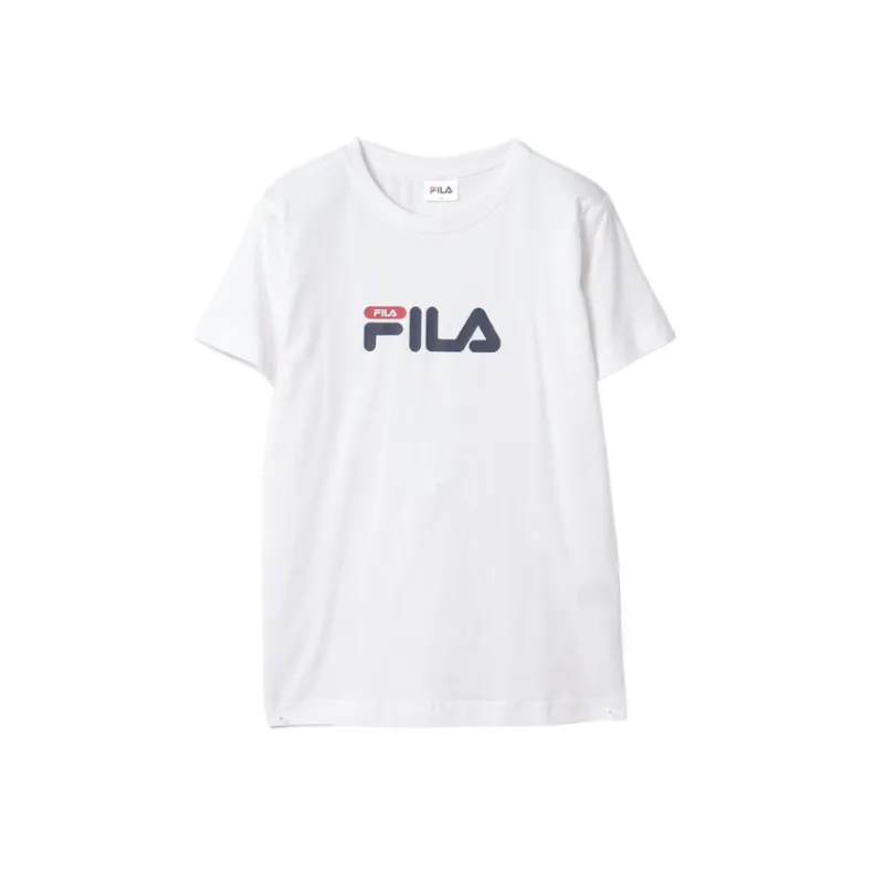 FILA T Shirts Women's White Crew Neck Moderate Straight Fit