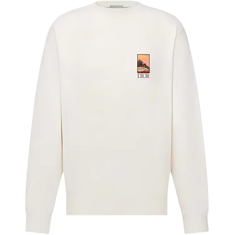 DIOR Sweatshirts Men's White Crew Neck Moderate Heavyweight