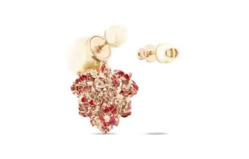 DIOR Resin Bead Ornament, Metal Earrings Women's Multicolor