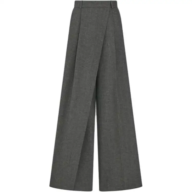 DIOR Casual Pants Women's Gray Moderate Wide Leg Pants
