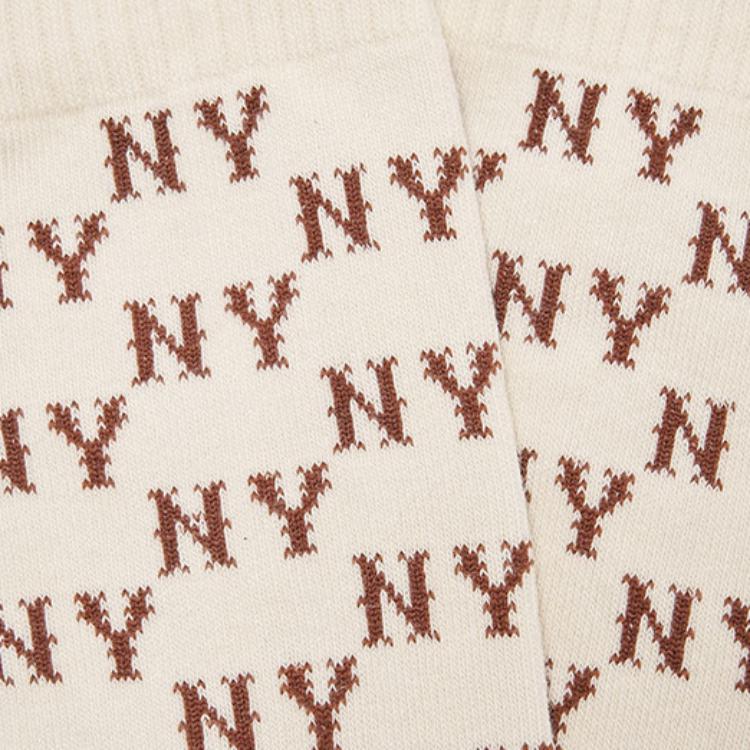 MLB Monogram Collection Crew Socks Unisex 1 Pack Dark Cream