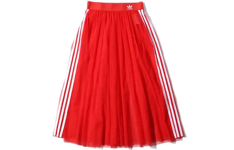 adidas originals Sleek Pleated Tulle Skirt Red