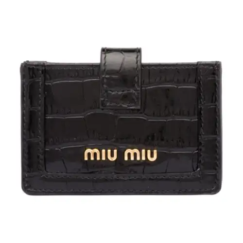 MIU MIU Leather Card Holder Women's Black