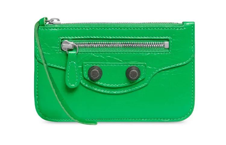 Balenciaga Le Cagole Lambskin Wallet, Coin Purse, Card Holder Women's Green