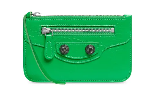 Balenciaga Le Cagole Lambskin Wallet, Coin Purse, Card Holder Women's Green