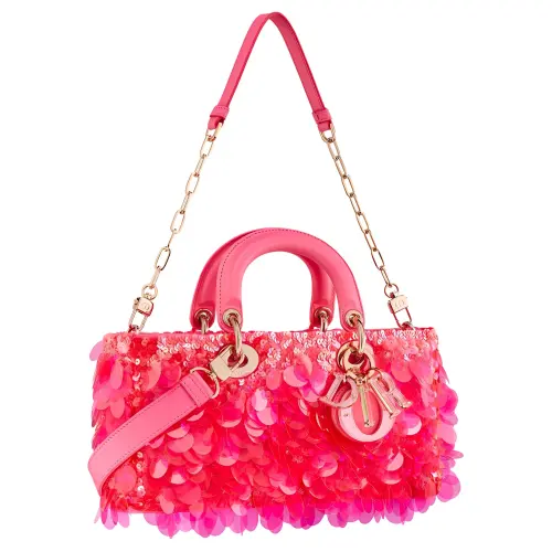 DIOR Satin With Bright Beads Shoulder Bag, Crossbody Bag, Handbag Women's Pink