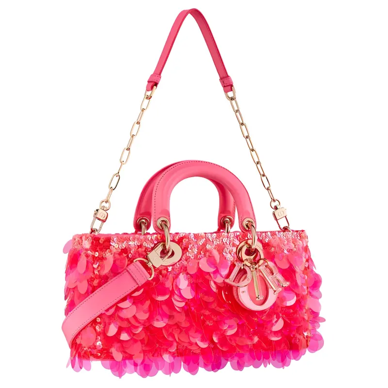DIOR Satin With Bright Beads Shoulder Bag, Crossbody Bag, Handbag Women's Pink