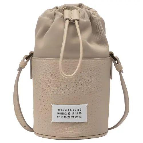 Maison Margiela Leather Bucket Bag, Shoulder Bag Regular Women's Beige
