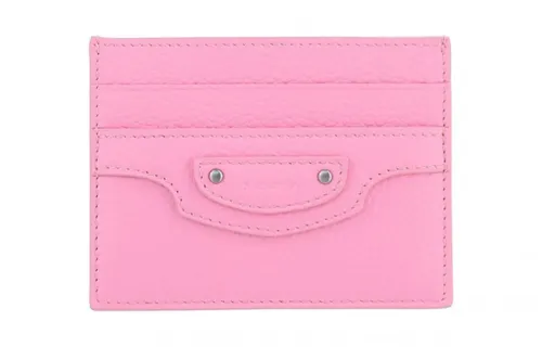 Balenciaga 4 Card Slots Cow Leather Card Holder Women's Pink