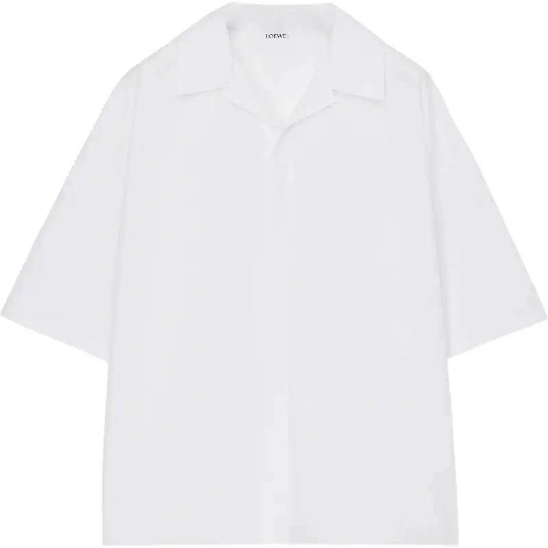 LOEWE Shirts Men's White Cuban Collar Moderate