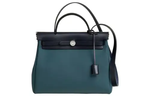 HERMES Herbag Zip Officier Canvas With Hunter Cow Leather Shoulder Bag, Crossbody Bag, Handbag 31 Women's