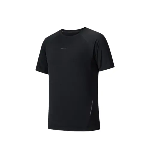 ANTA T Shirts Men's Black Crew Neck Moderate Straight Fit
