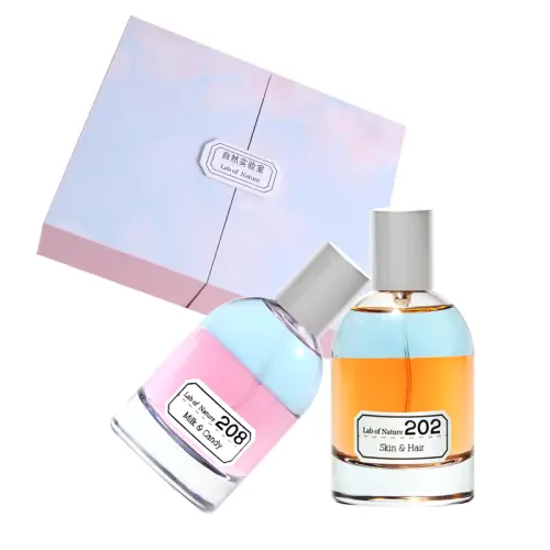 Blings Natural Laboratory Women's Perfume Limited Gift Box Perfume EDP 202 Skin and Hair Fragrance + 208 Milk and Candy, Floral and Fruity/Gourmet 50ml*2